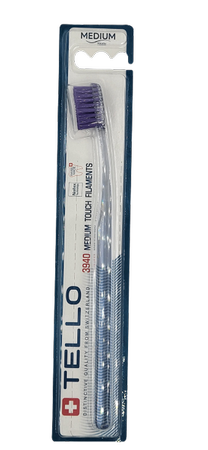 TELLO 3940 MEDIUM Purple 1szt. - periodontologiczna szczoteczka do mycia zębów z gęstym włosiem